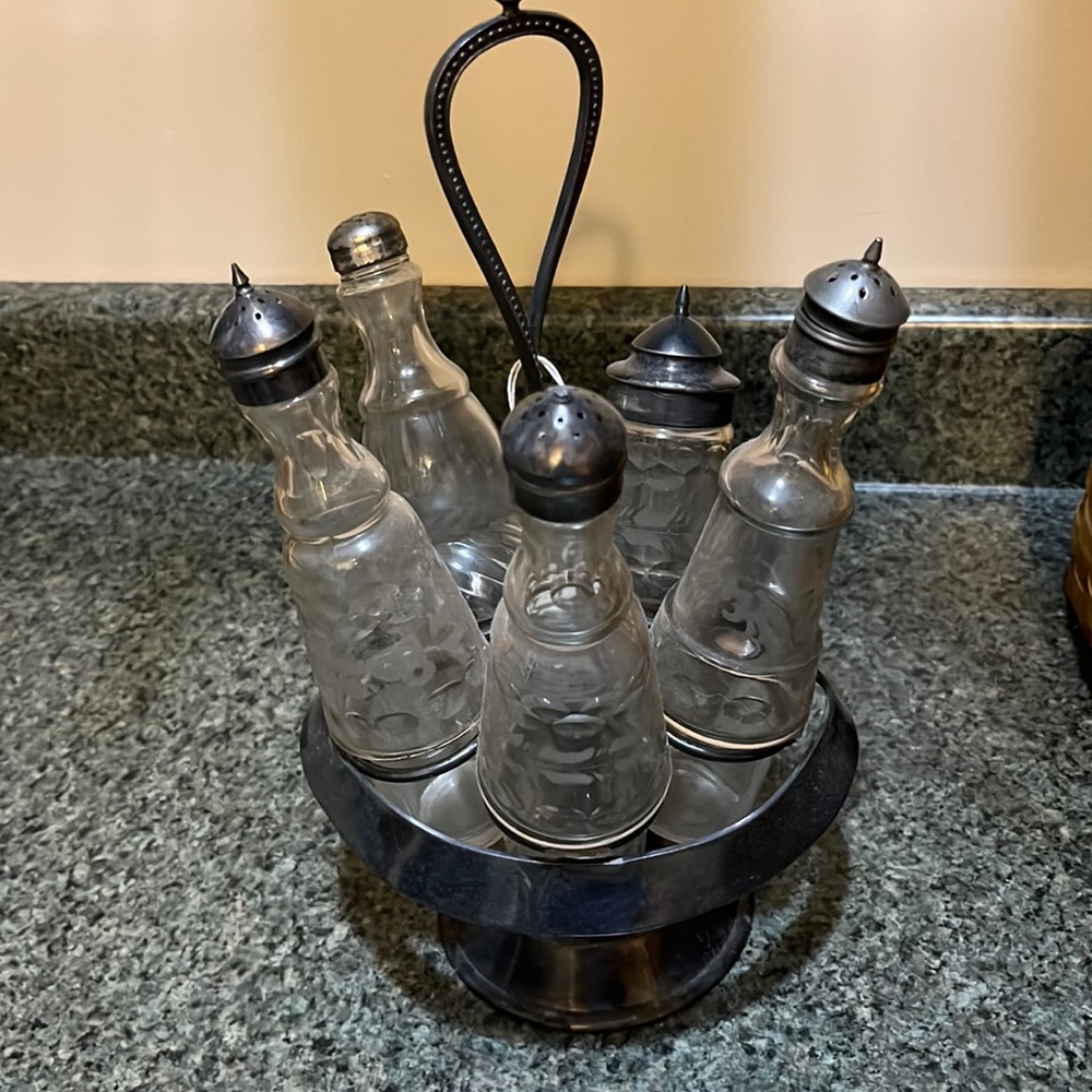 1940s vintage condiment caddy